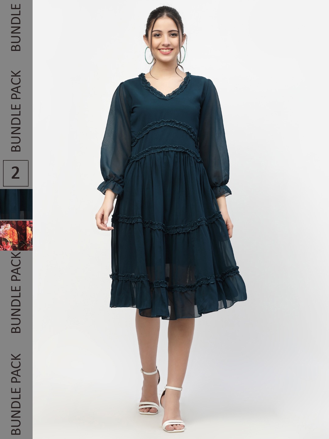 

MISS AYSE Women Navy Blue & Brown Pack Of 2 Dress