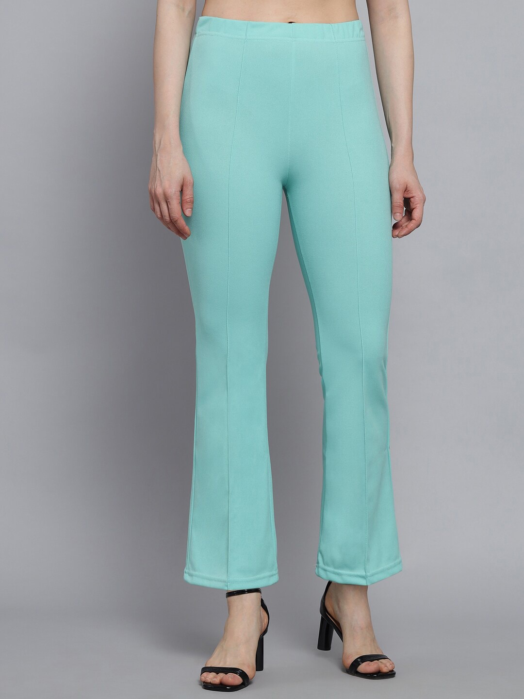 

Q-rious Women Sea Green High-Rise Solid Trousers