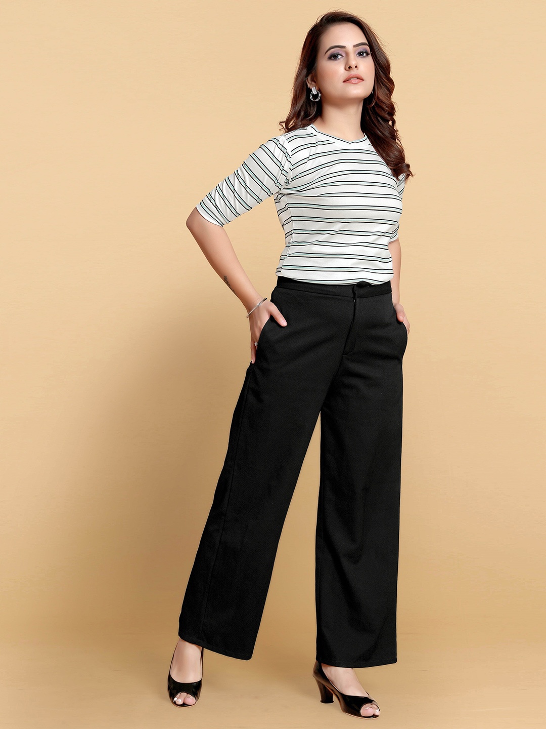 

AUCREATIONS White Striped Organic Cotton Top