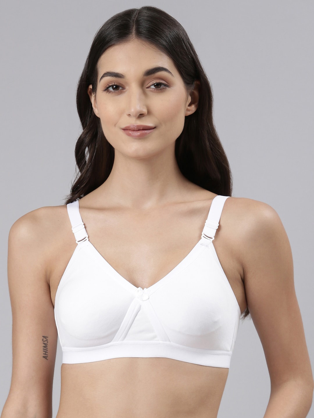 

Dollar Missy Women Cotton Wire-Free Crossover Support Bra DES-1151-R3-WHT-PO1, White