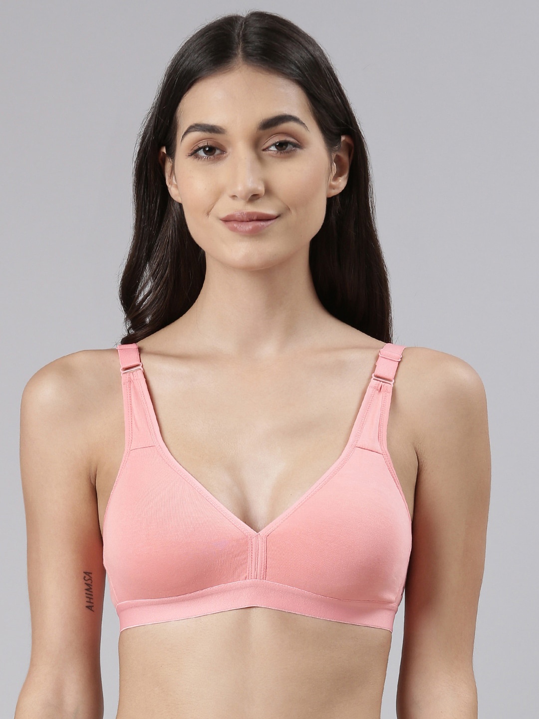 

Dollar Missy Pack of 1 Combed Cotton with Stretchy Elastane Wire-Free Basic Support Bra, Pink