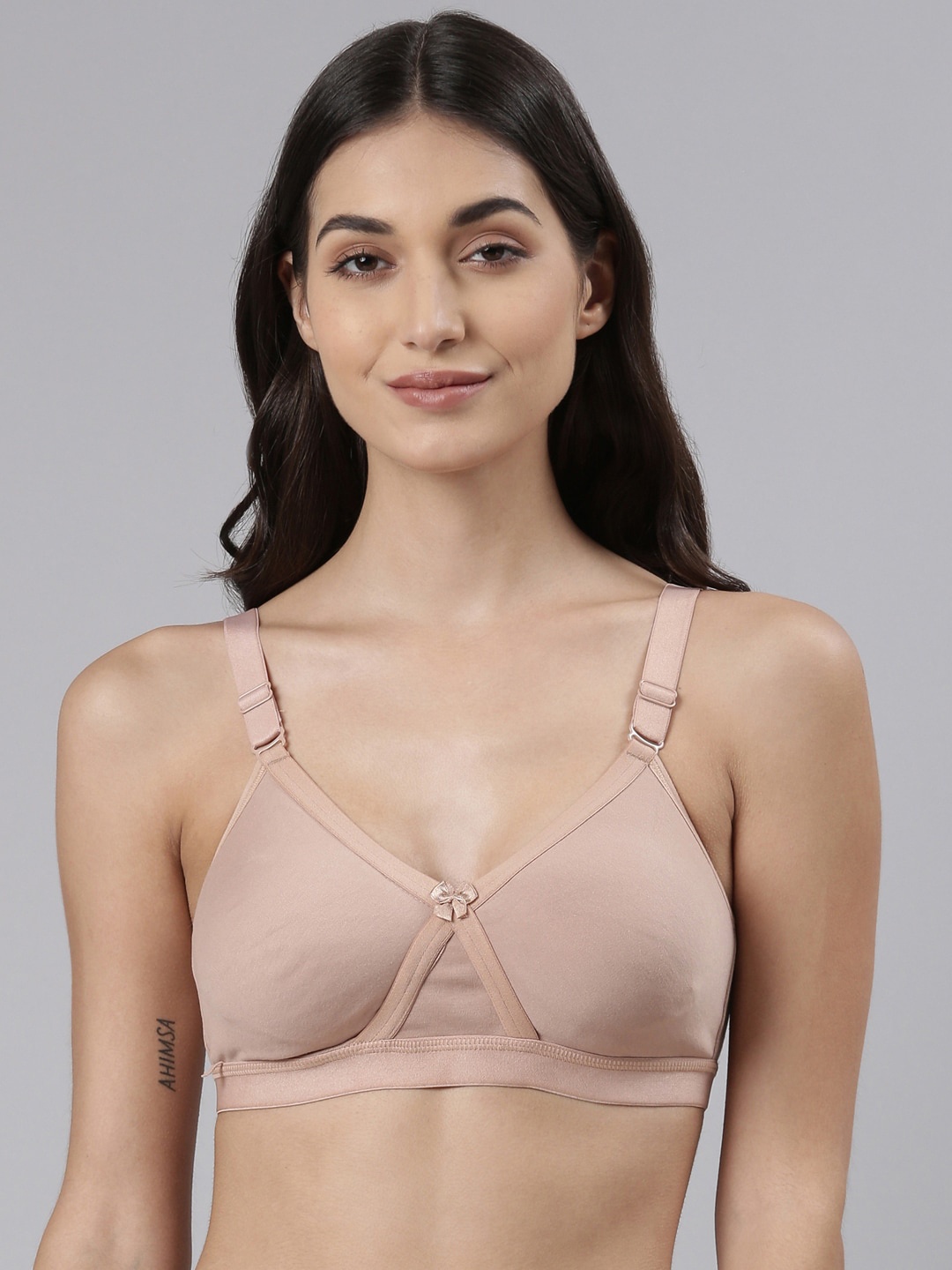 

Dollar Missy Pack of 1 Cotton Wire-Free Crossover Support Bra, Beige