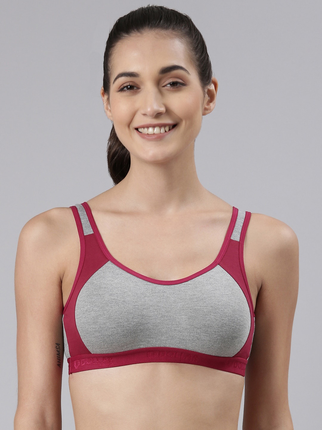 

Dollar Missy Cotton Wire-Free Moulded Sports Bra DSP-3001-R3-CGM-PO1, Grey