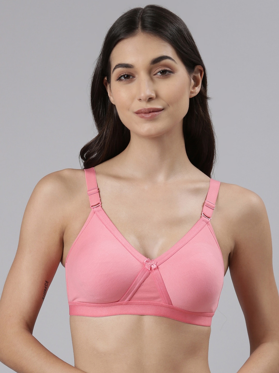 

Dollar Missy Pack of 1 Cotton Wire-Free Crossover Support Bra, Pink