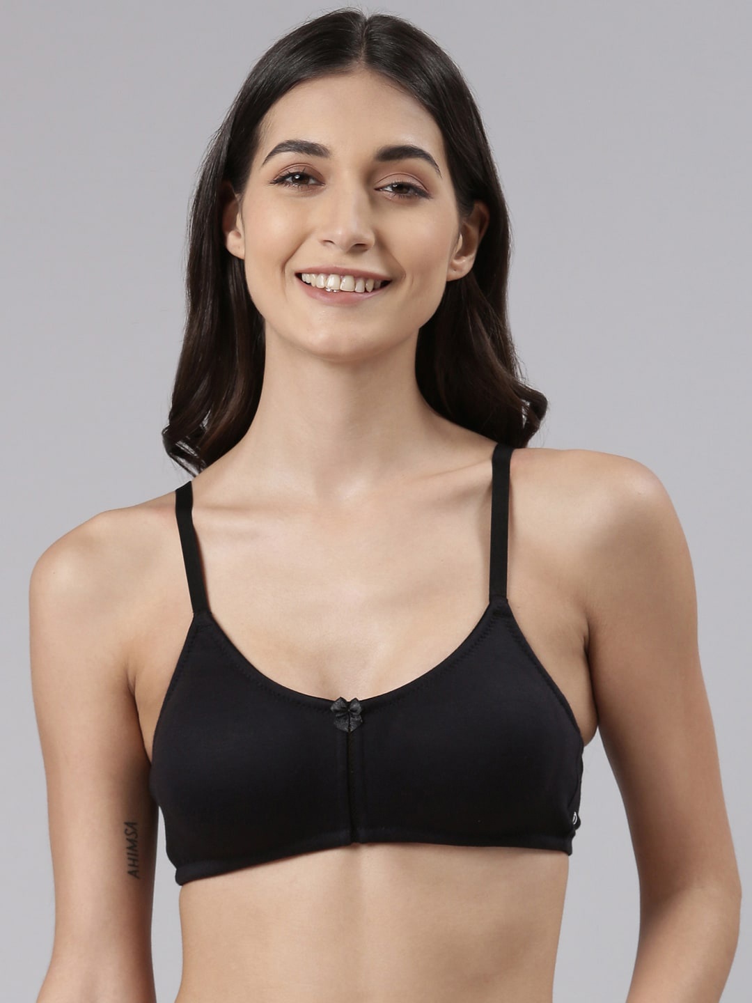 

Dollar Missy Women Cotton Wire-Free Full Coverage Bra DES-1051-R3-BLK-PO1, Black