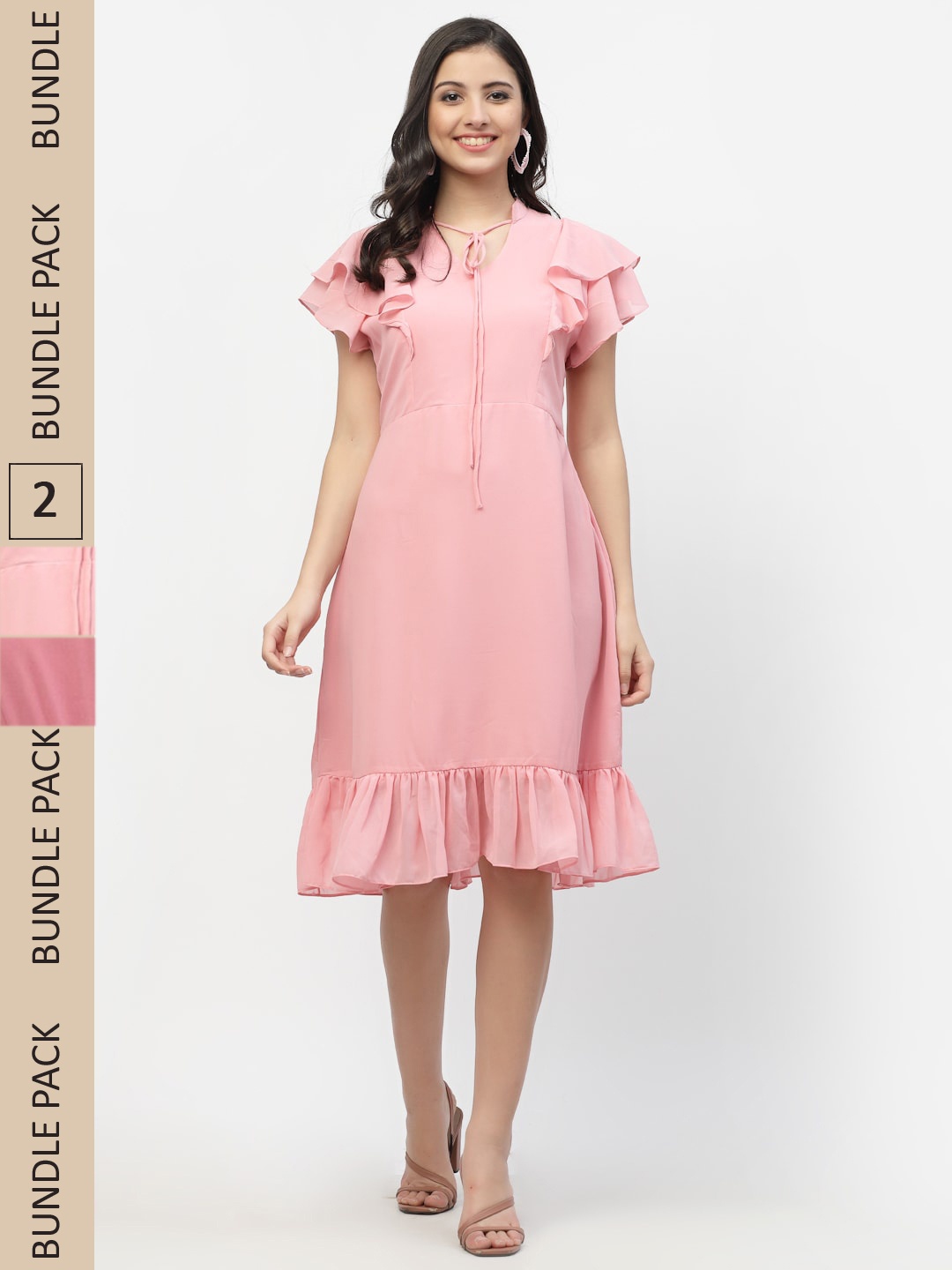 

MISS AYSE Women Pink Pack Of 2 A-Line Dresses