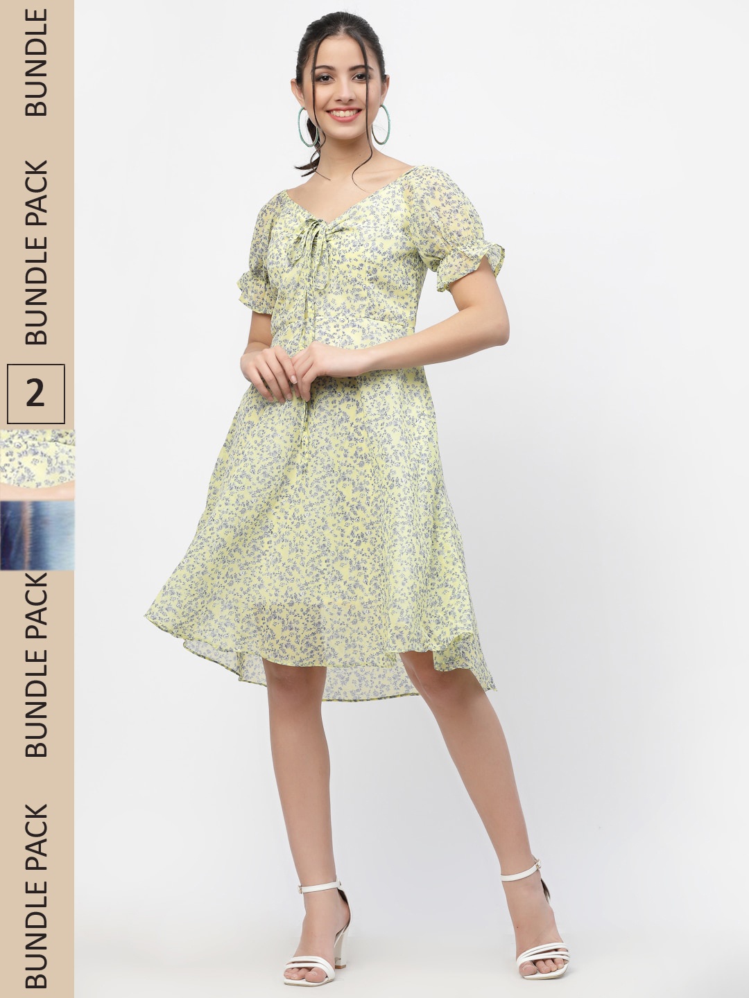 

MISS AYSE Yellow & Blue Pack of 2 Floral Dresses