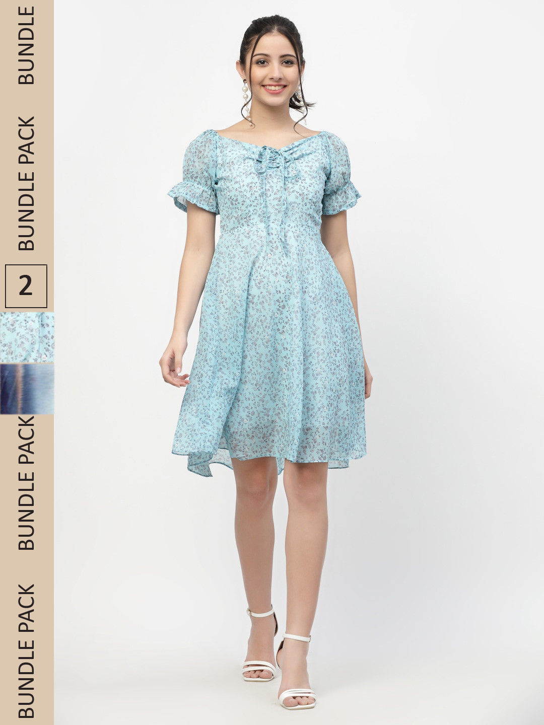 

MISS AYSE Blue Floral Pack of 2 Dresses