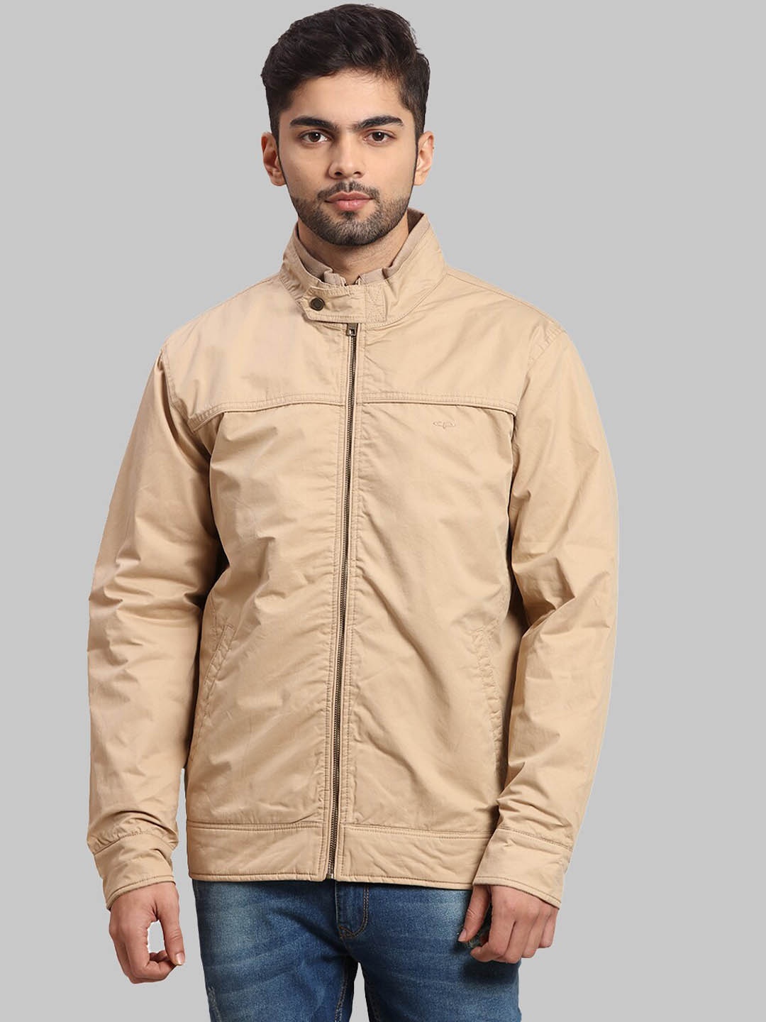 

ColorPlus Men Beige Open Front Cotton Jacket