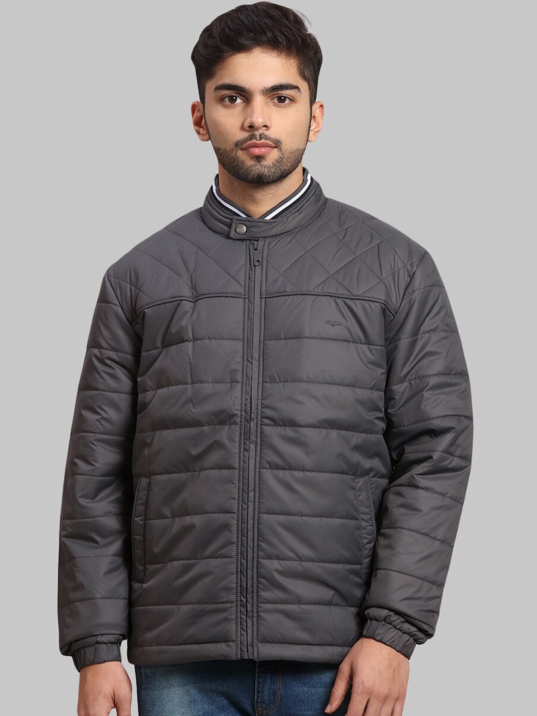 

ColorPlus Men Grey Solid Padded Jacket