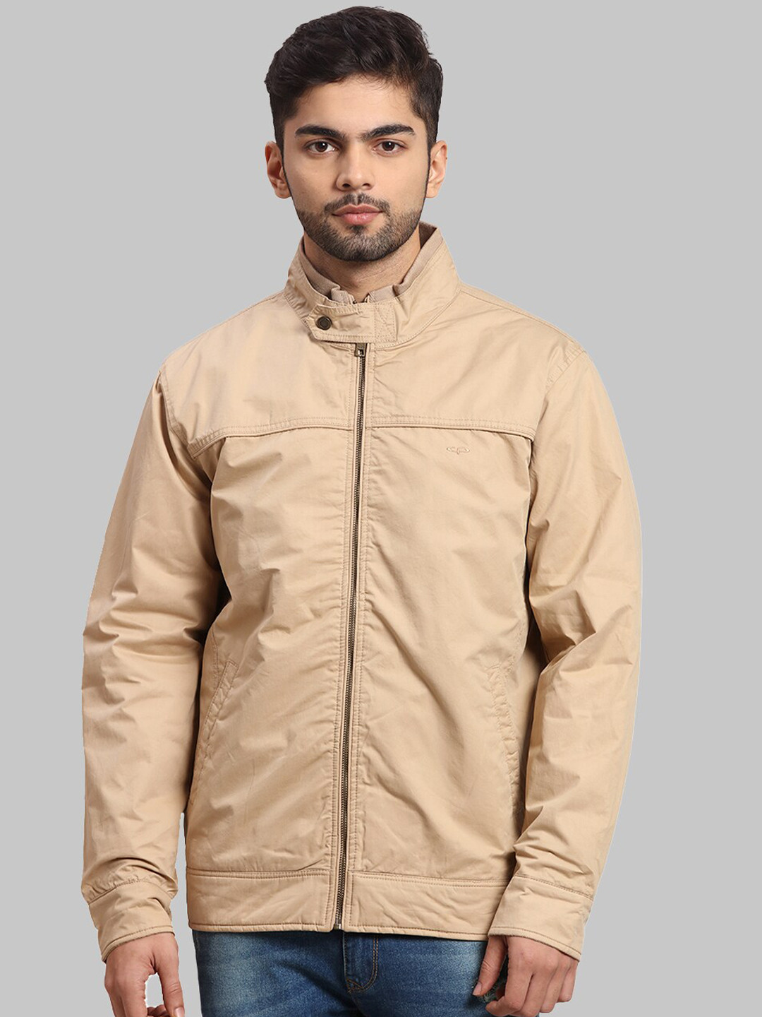 

ColorPlus Men Beige Cotton Open Front Jacket