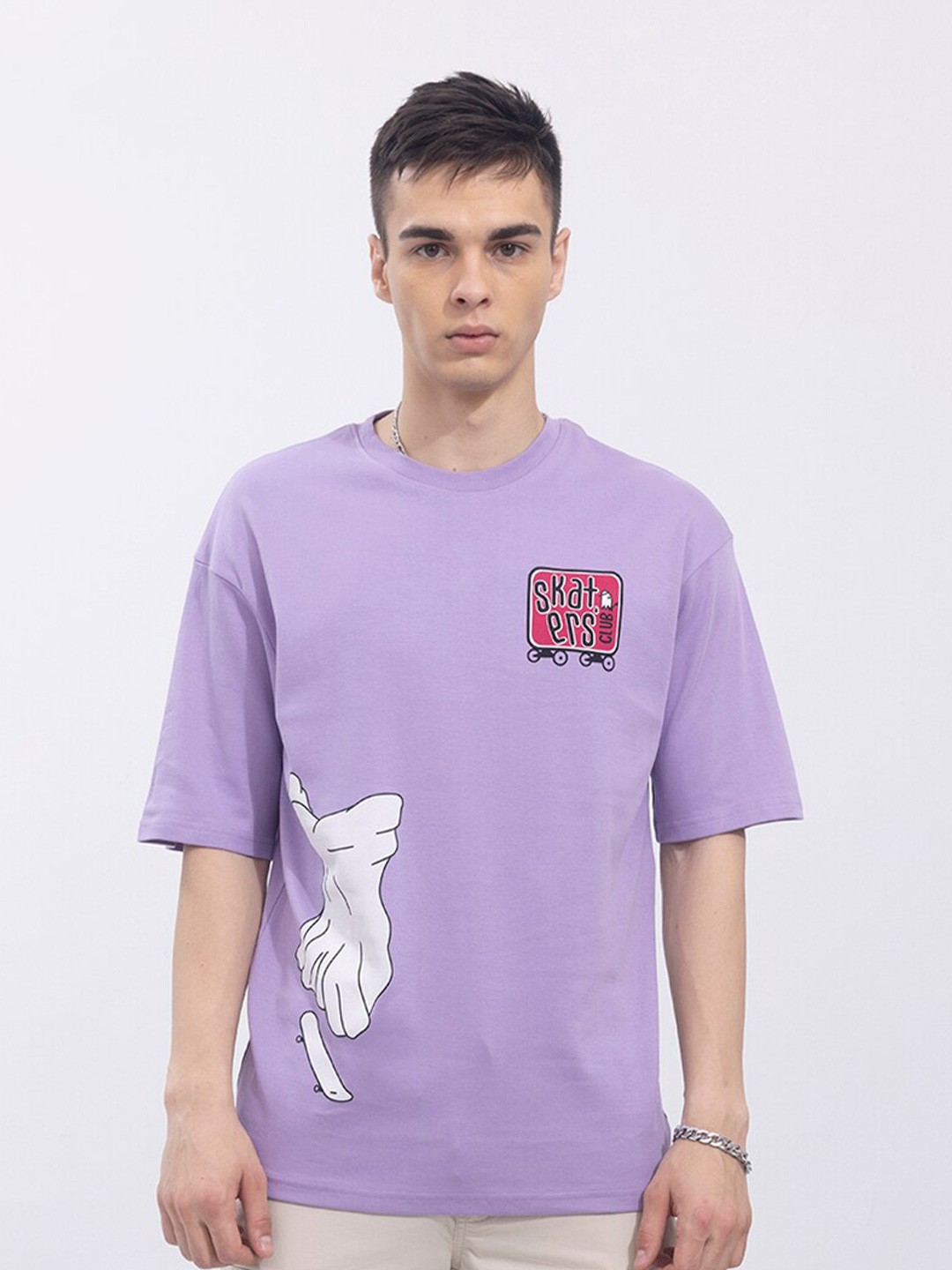 

Snitch Men Lavender Cotton Oversized T-shirt