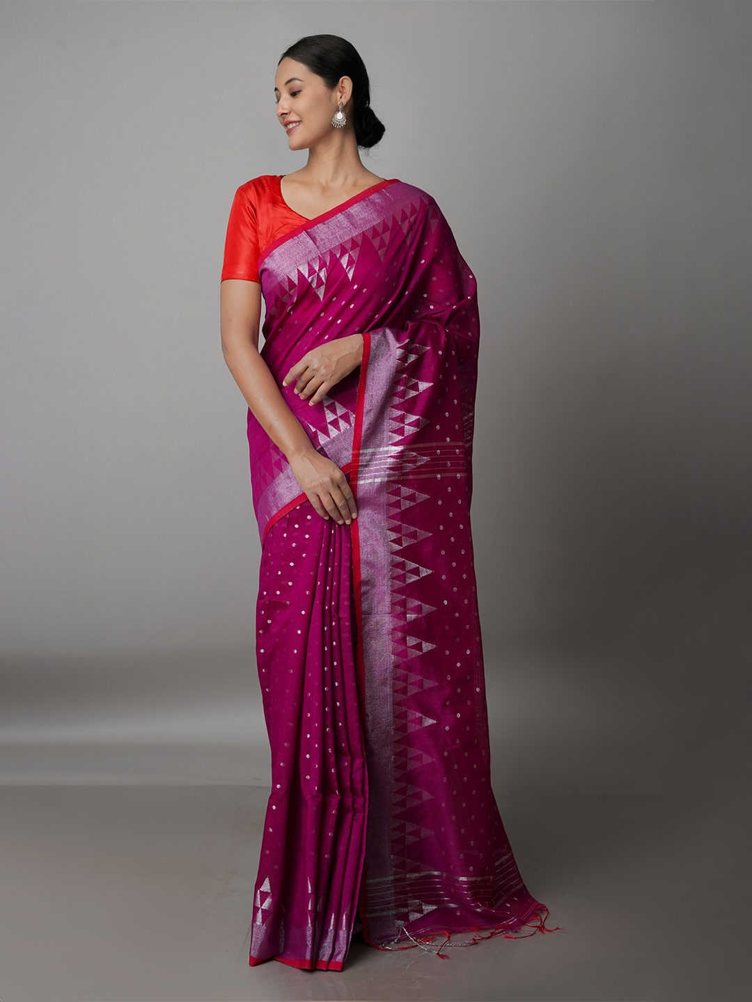

Unnati Silks Purple Woven Design Zari Jamdani Saree