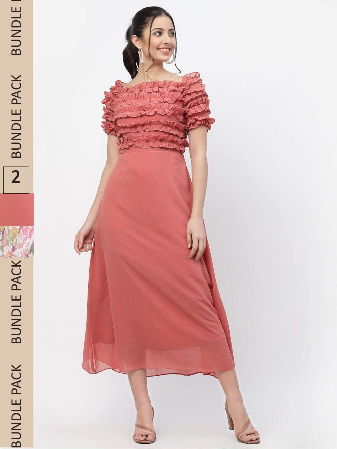 

MISS AYSE Pack Of 2 Coral & White Fit & Flare Dresses