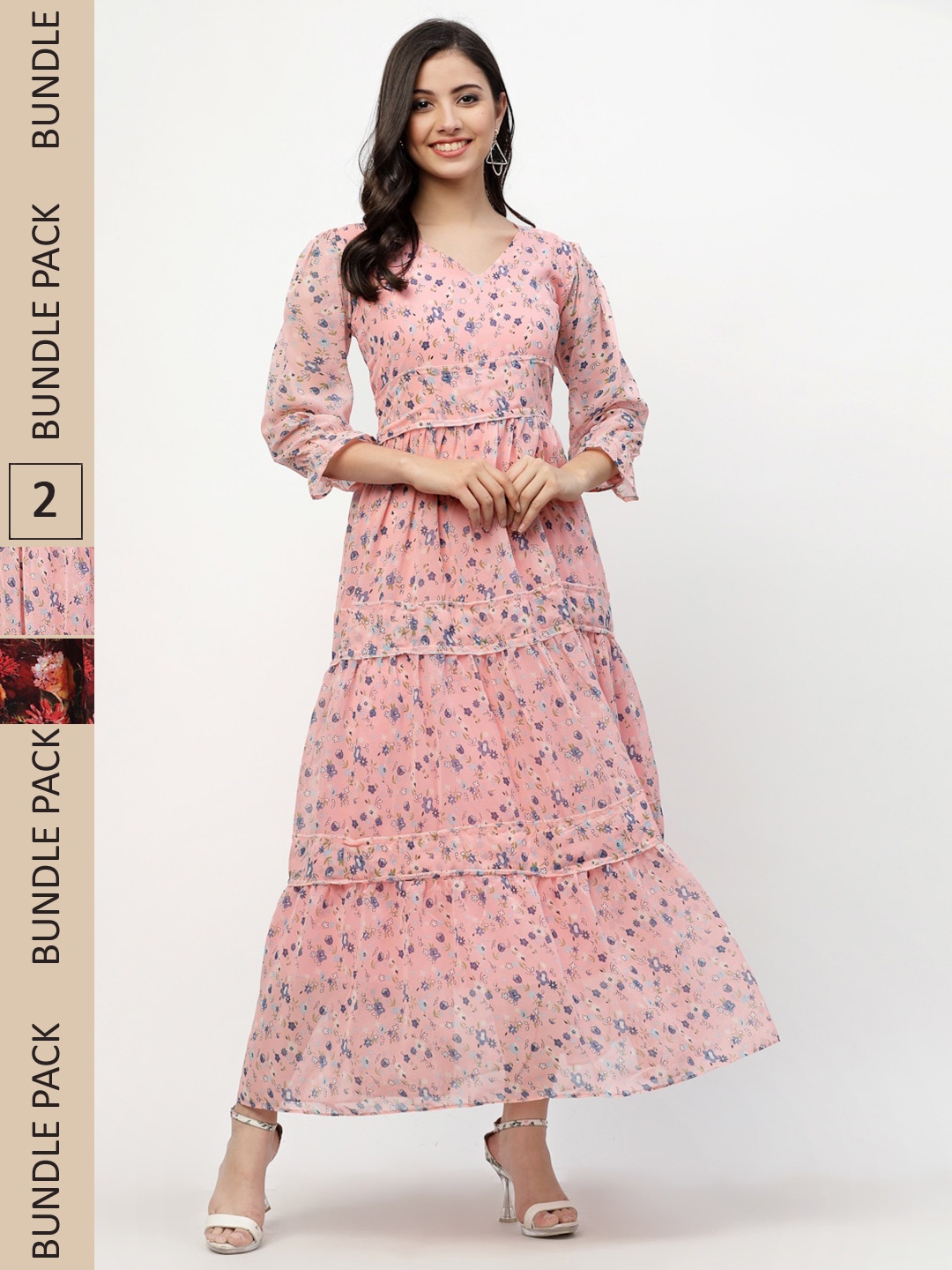 

MISS AYSE Pink & Red Pack of 2 Floral Maxi Dress