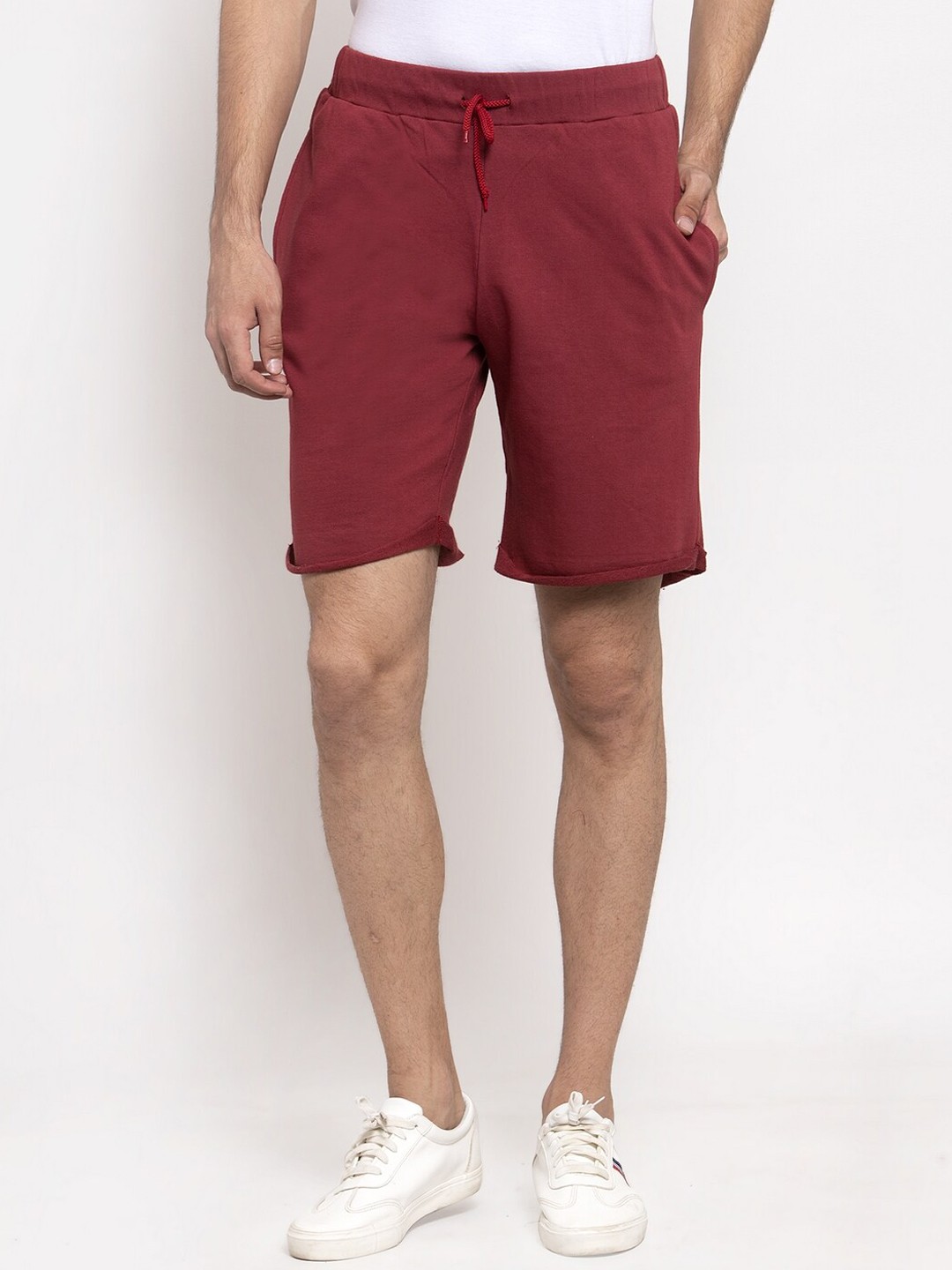 

DOOR74 Men Maroon Cotton Shorts