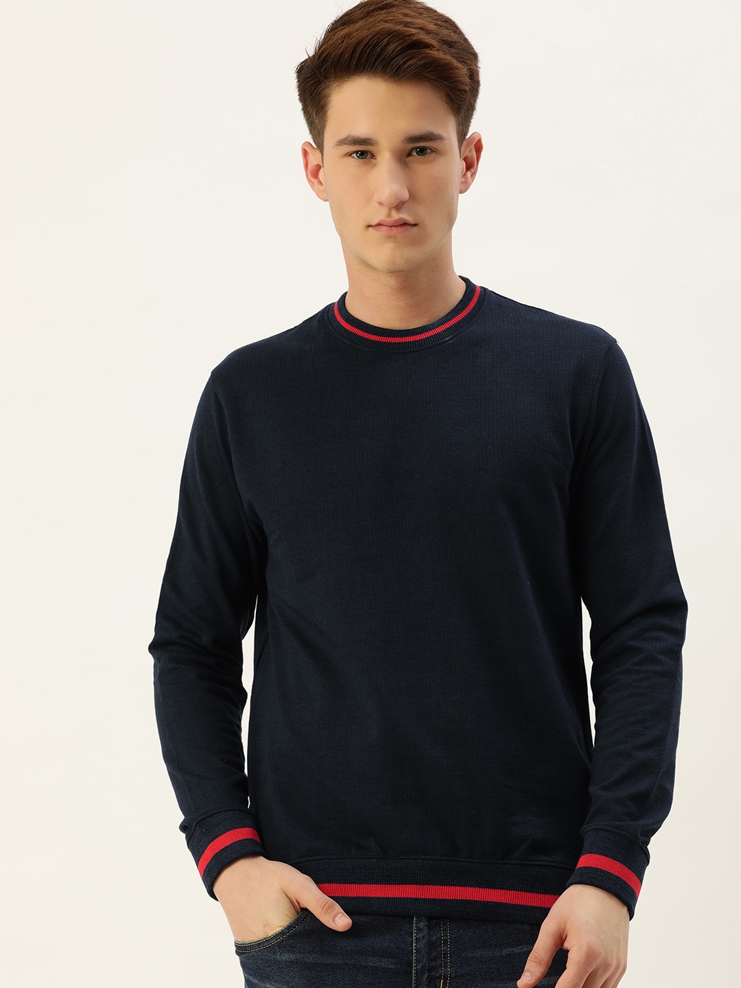 

ARISE Men Navy Blue Pullover Sweatshirt