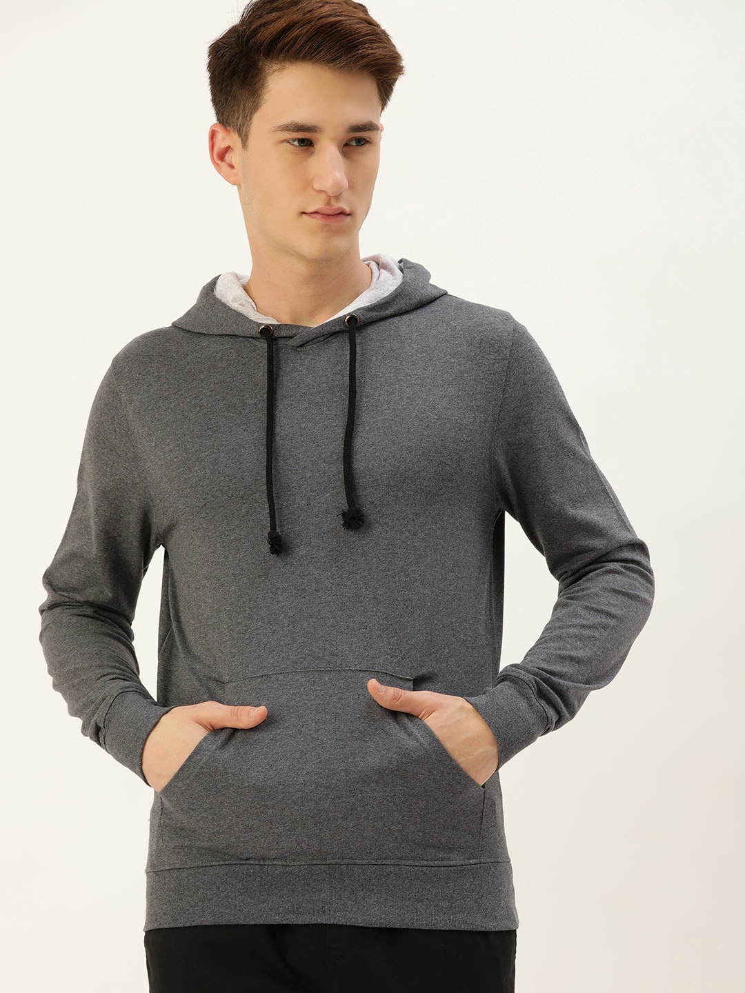 

ARISE Men Charcoal Grey Hooded Sweatshirt