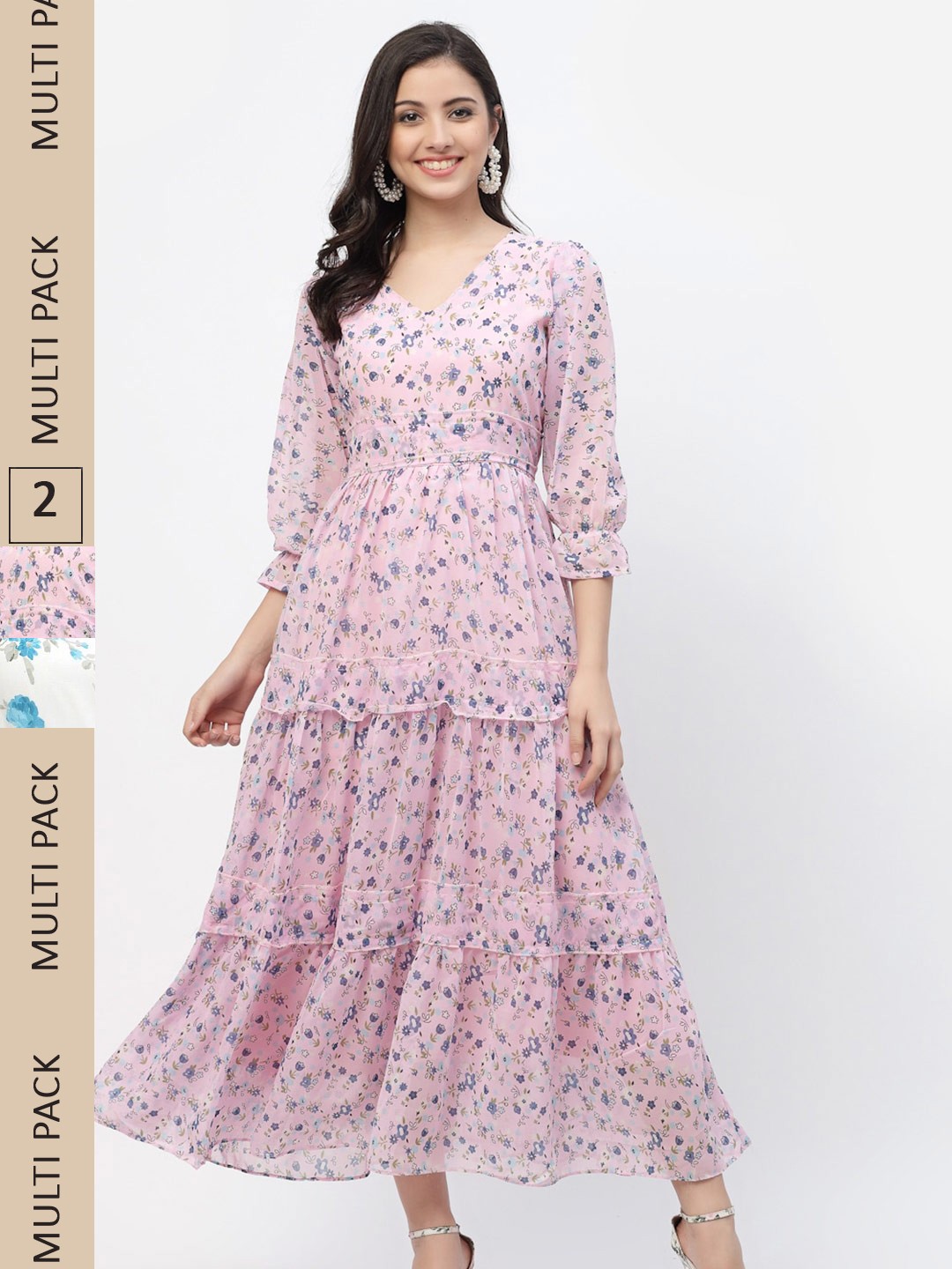 

MISS AYSE Pink & Off White Pack of 2 Floral Maxi Dresses