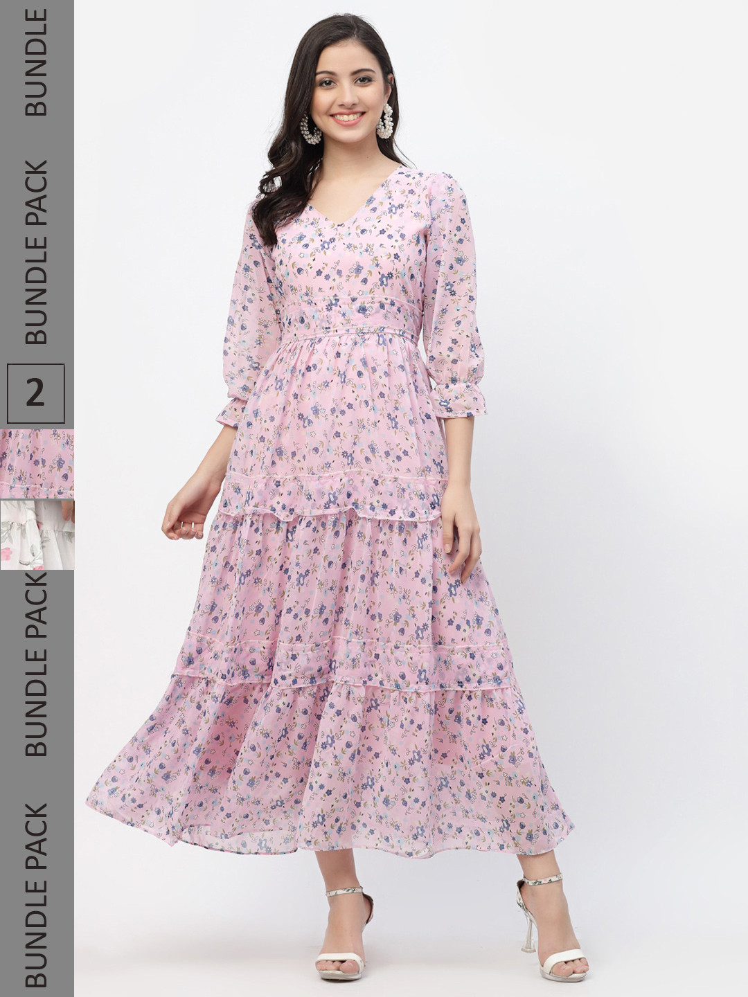 

MISS AYSE Pack of 2 Pink & White Floral Maxi Dress