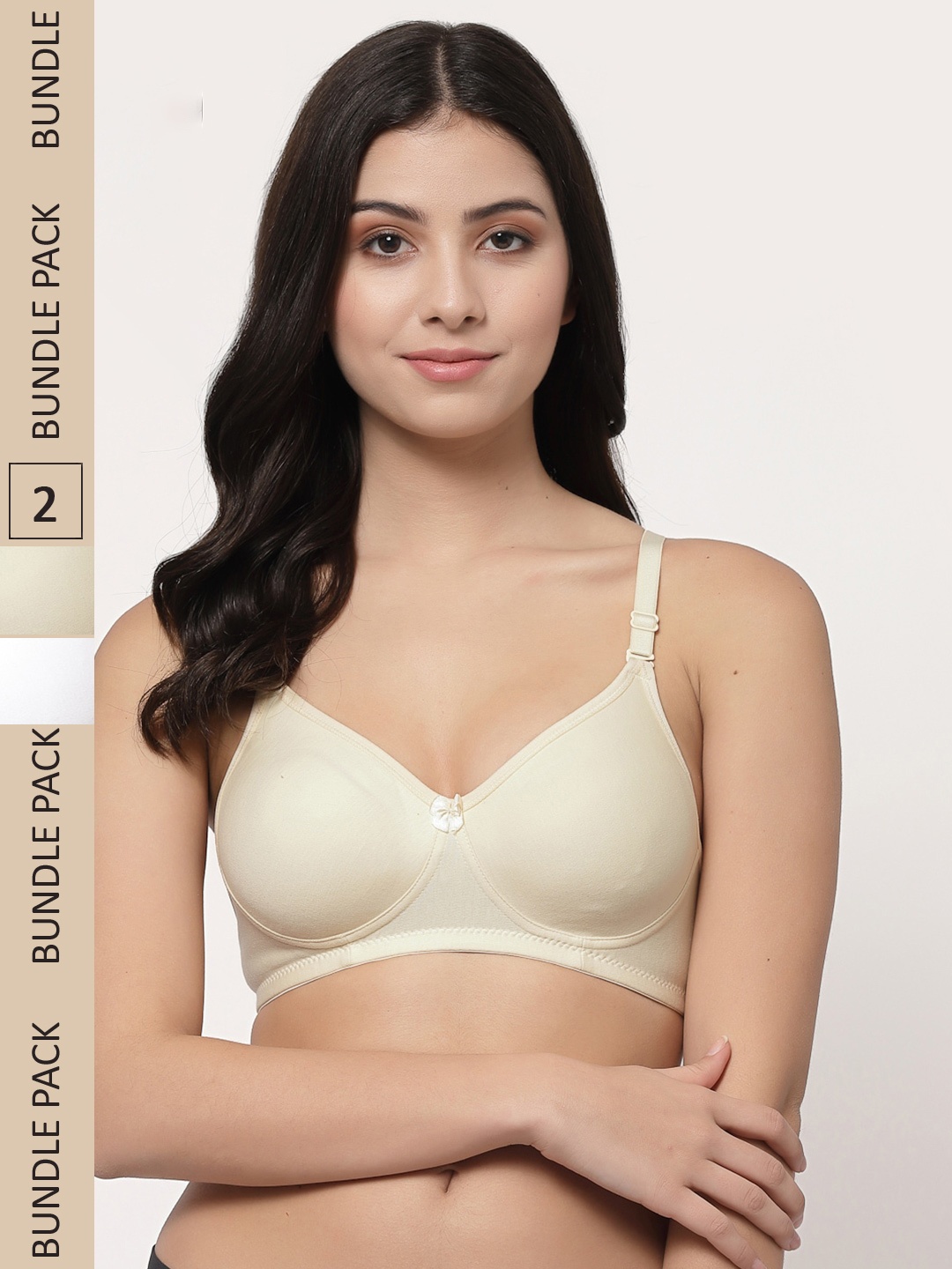 

College Girl White & Nude-Coloured Pack Of 2 Non Padded & Underwired Cotton Bra