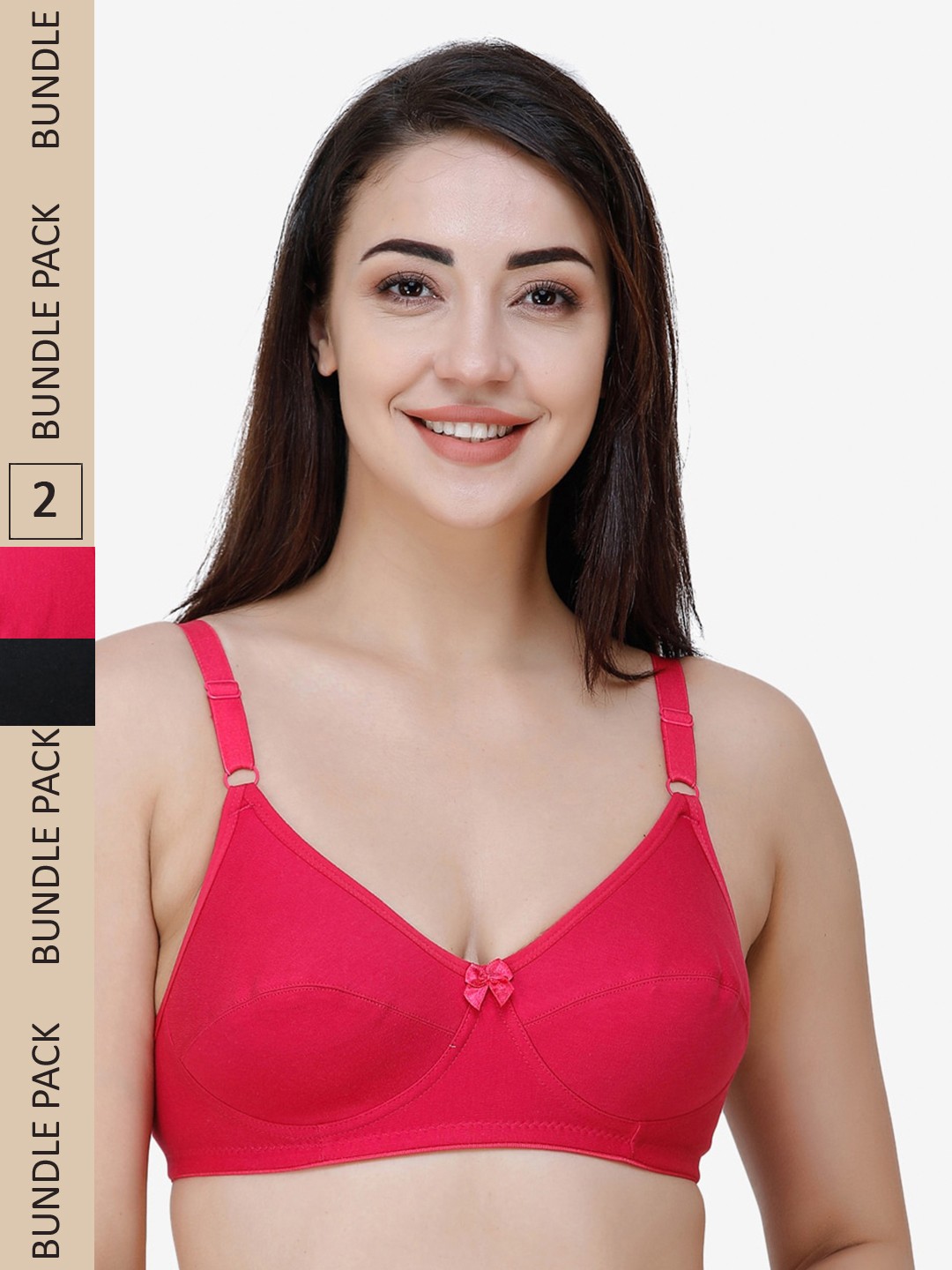 

College Girl Black & Pink Pack Of 2 Non Padded & Non-Wired Cotton Bra