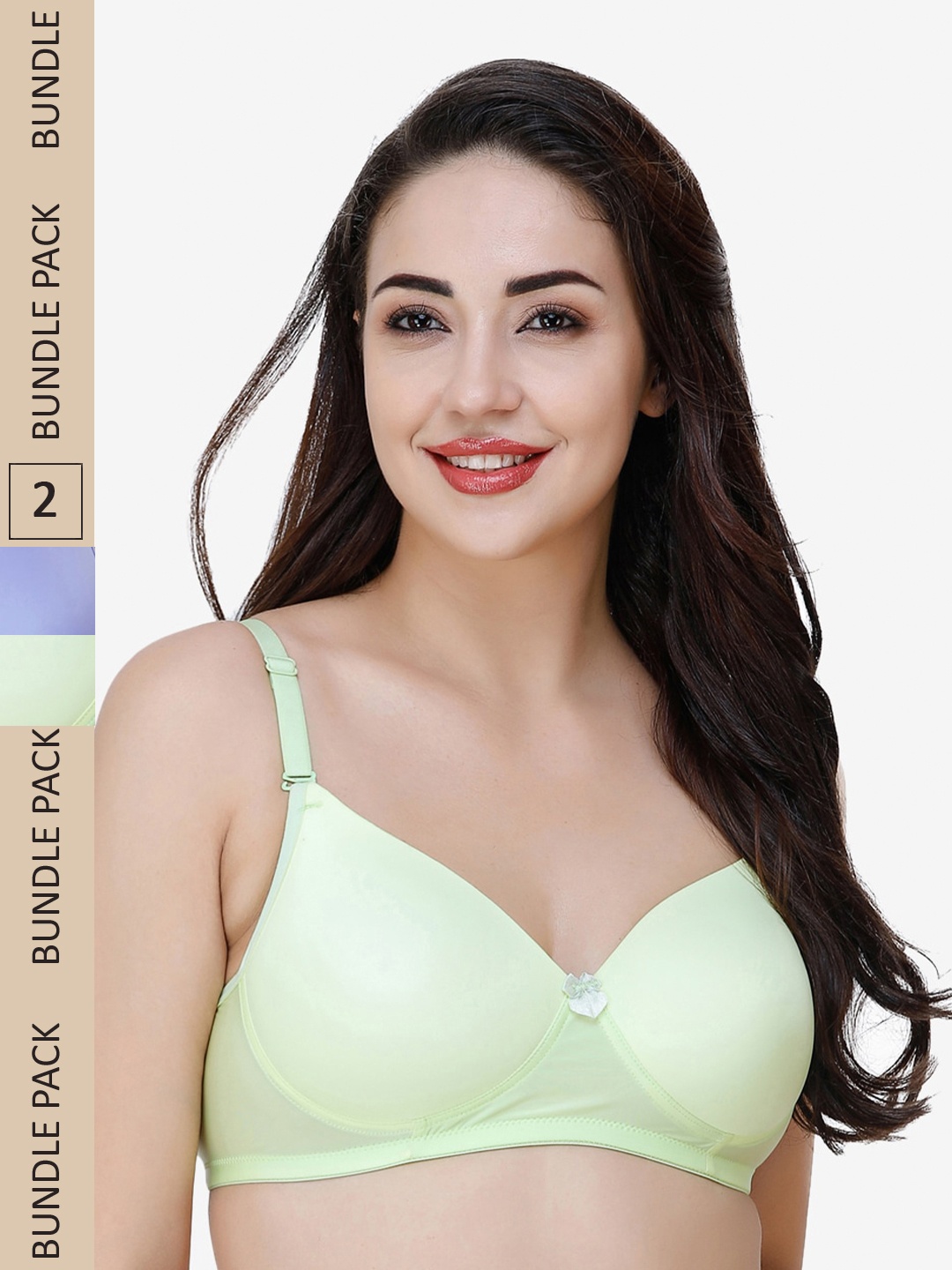 

College Girl Sea Green & Purple Pack Of 2 Non-Wired Lightly Padded Cotton Bra