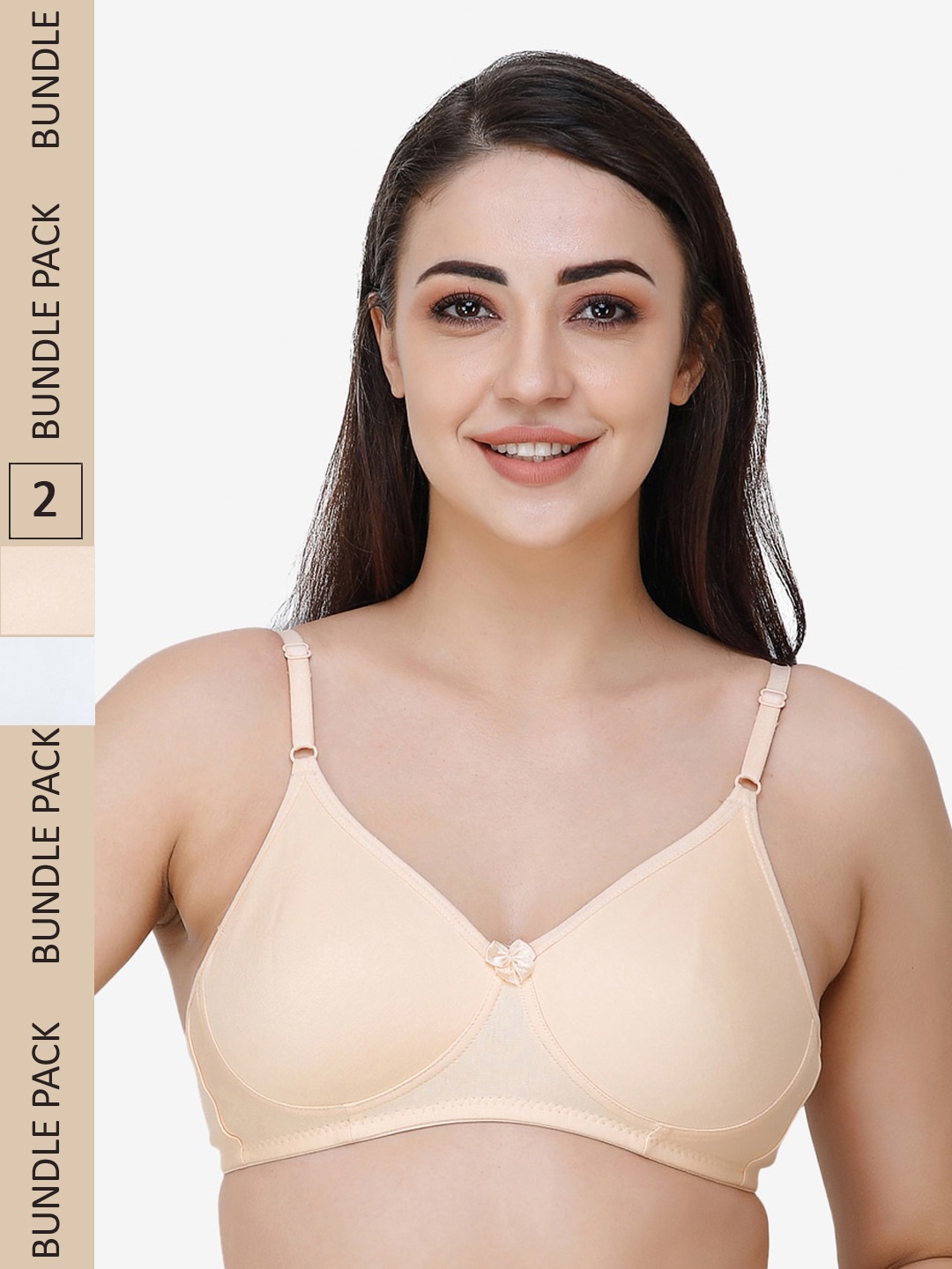 

College Girl Nude-Coloured & White Pack Of 2 Bra