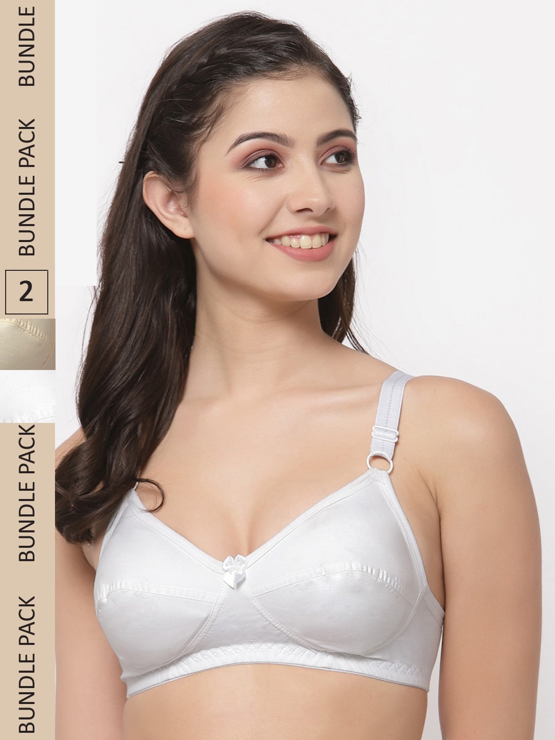 

College Girl Nude-Coloured & White Pack Of 2 Bra