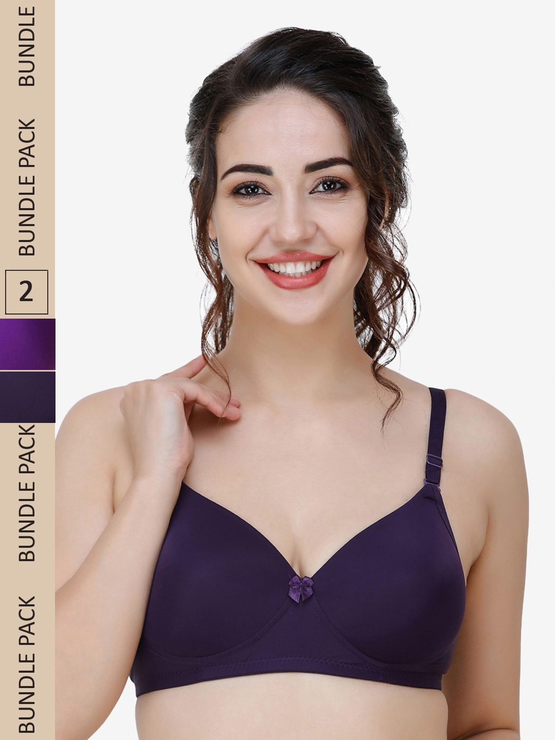 

College Girl Black & Purple Pack Of 2 Bra