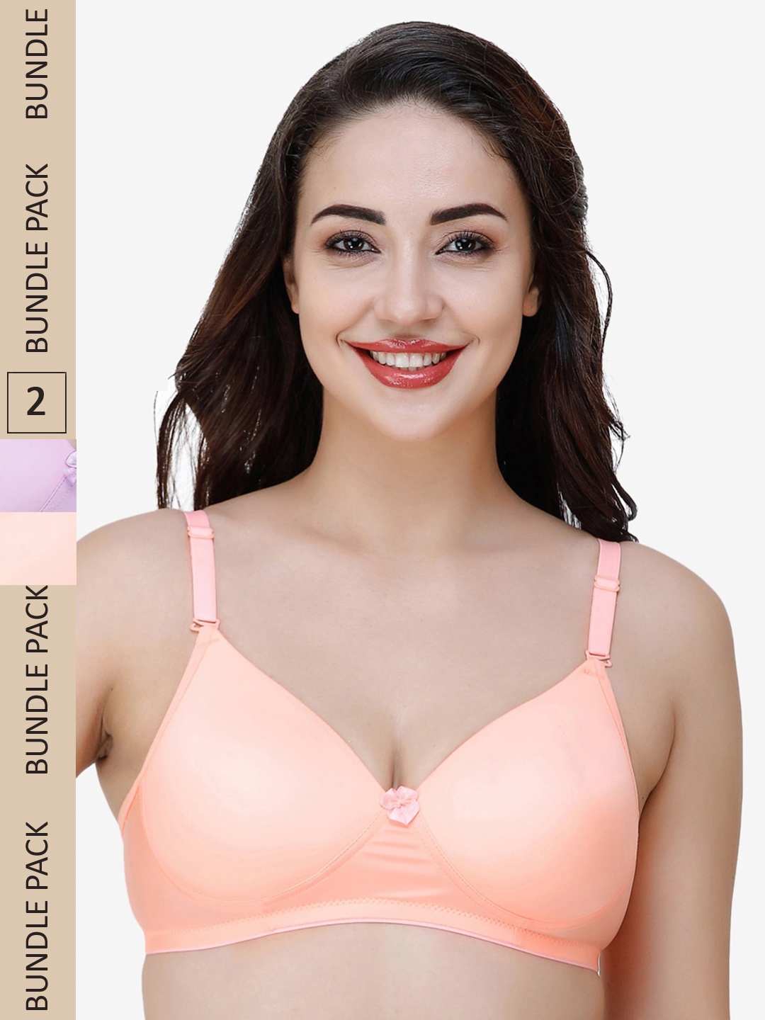 

College Girl Orange & Purple Pack Of 2 Bra