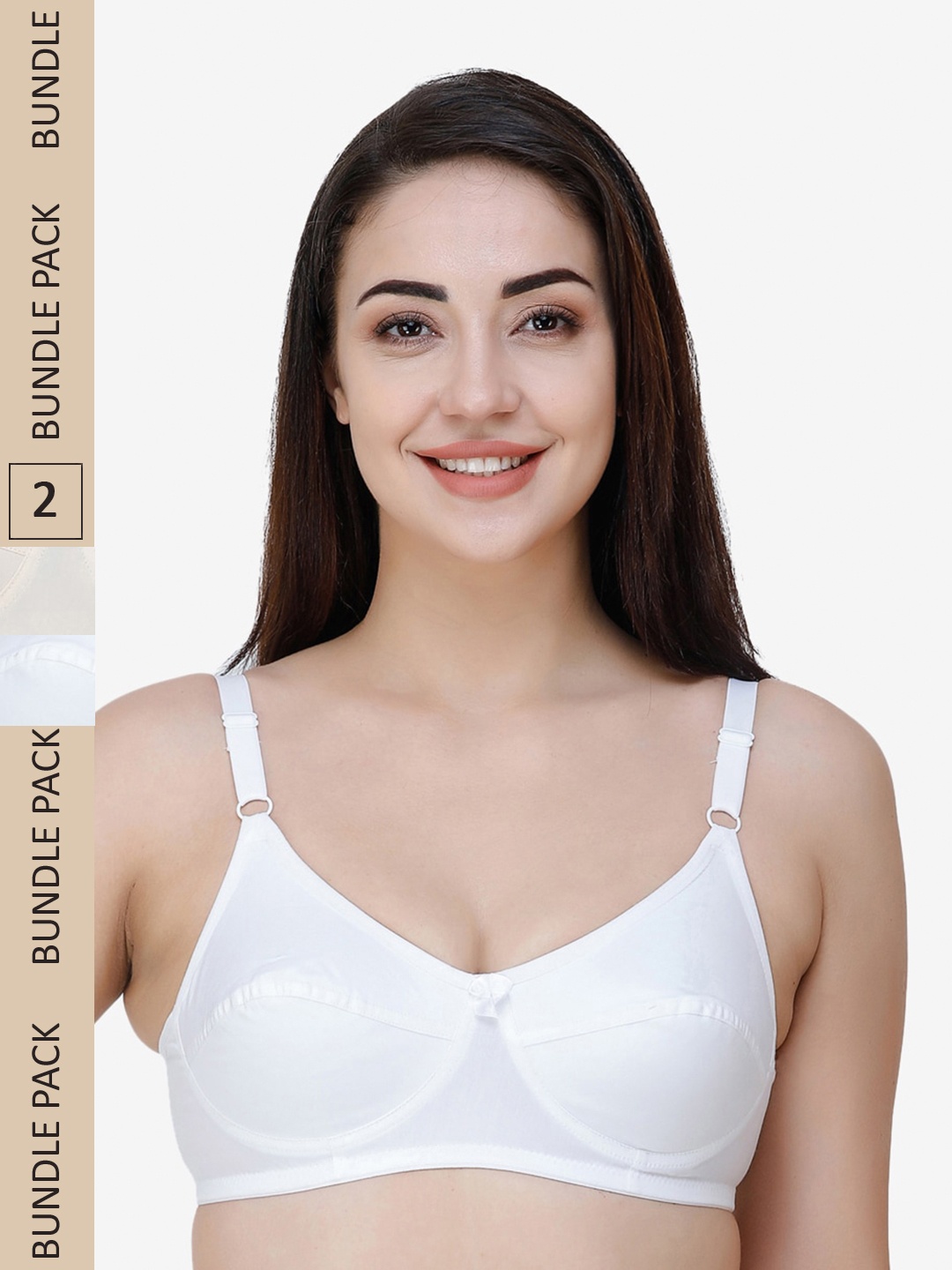 

College Girl White & Beige Pack Of 2 Bra