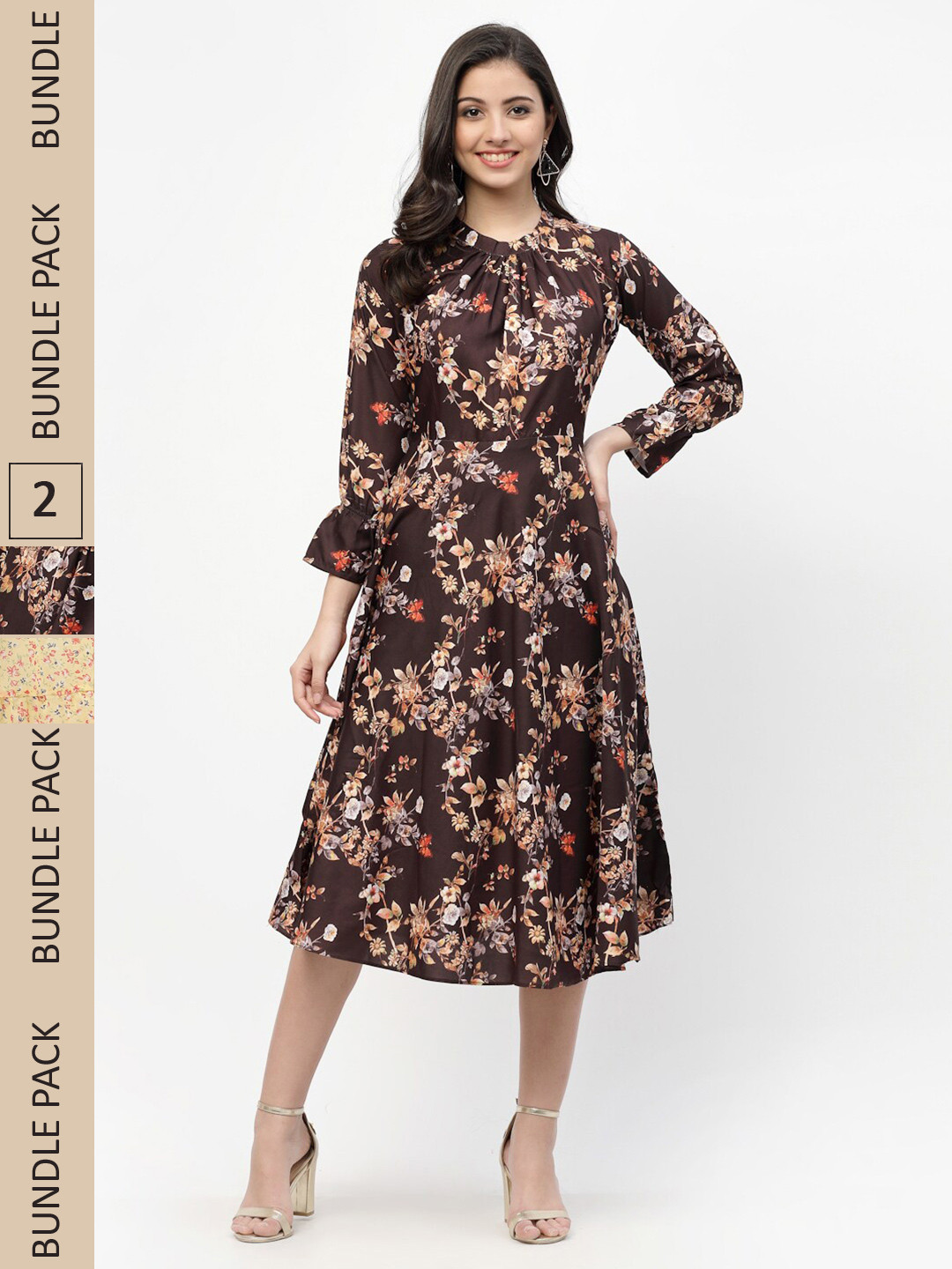 

MISS AYSE Pack of 2 Brown & Orange Floral Maxi Dress