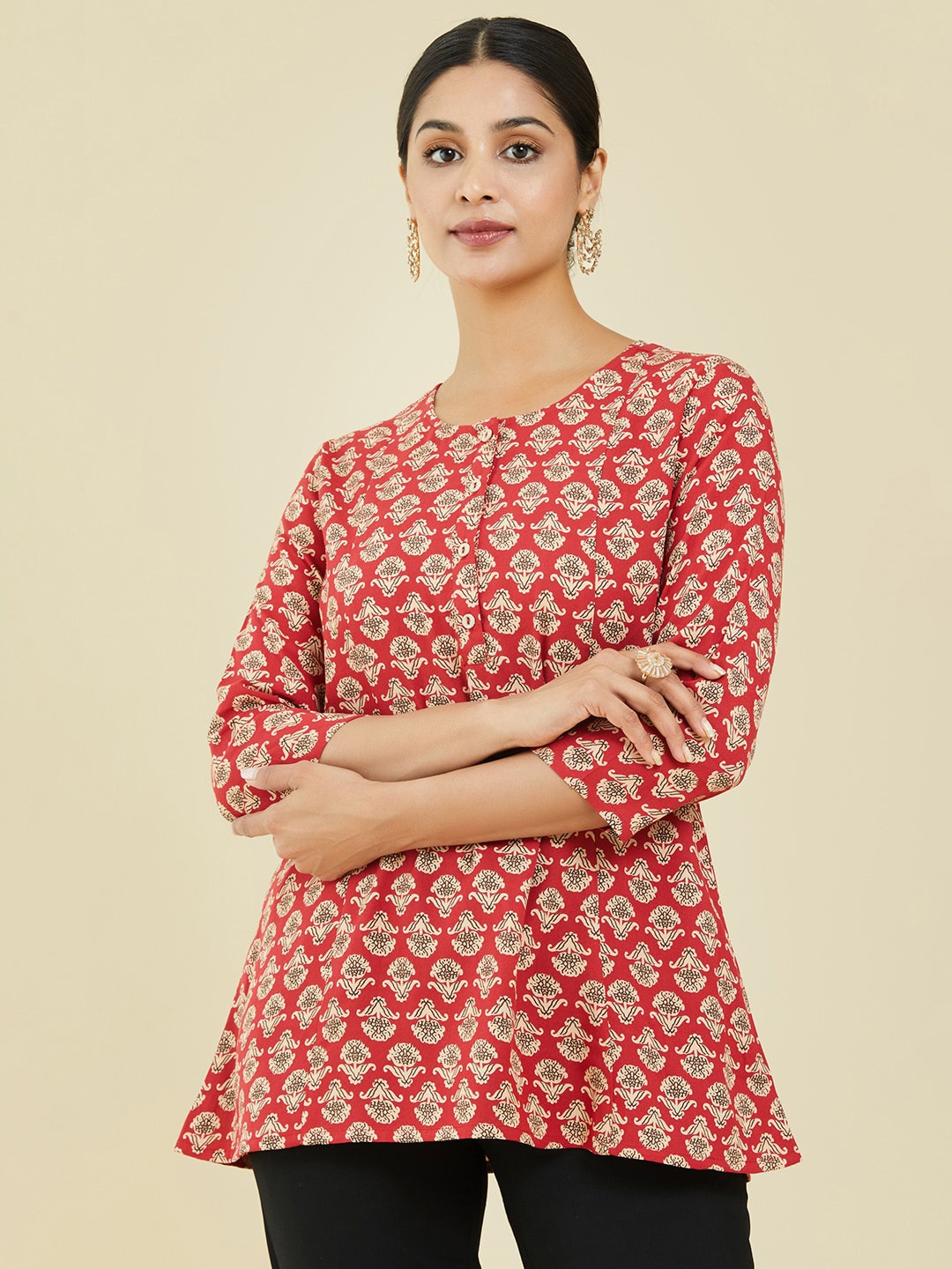 

Soch Rust & Black Floral Printed Tunic