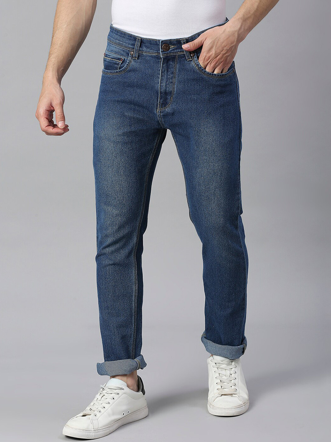 

High Star Men Blue Cotton Slim Fit Light Fade Stretchable Jeans