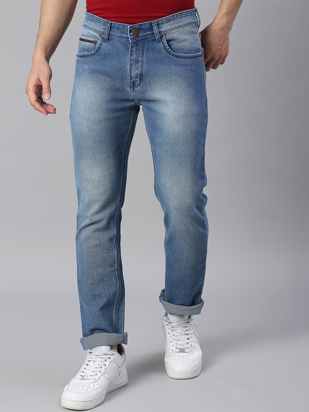 

High Star Men Blue Cotton Slim Fit Low Distress Heavy Fade Stretchable Jeans