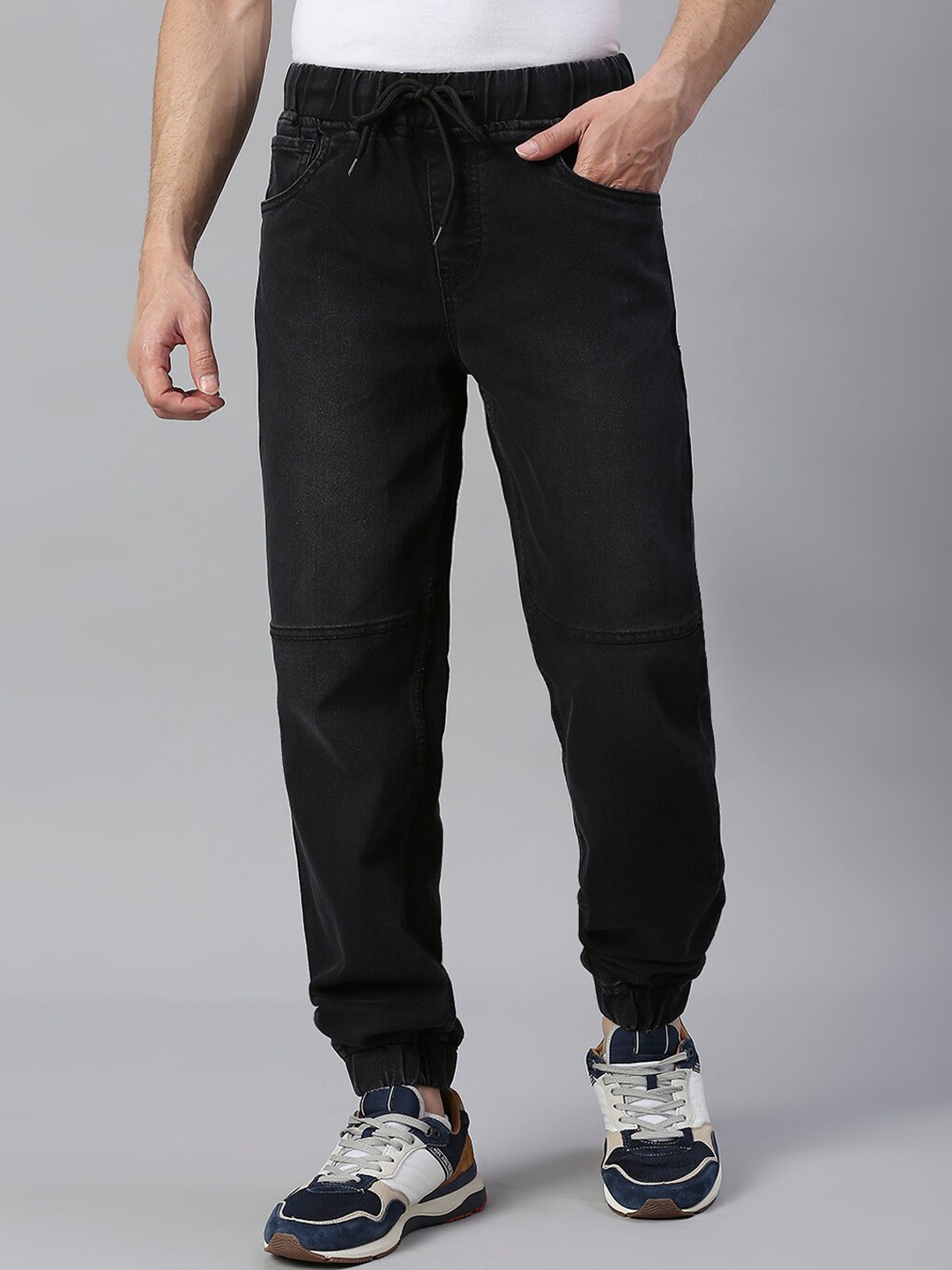 

High Star Men Black Cotton Jogger Light Fade Stretchable Jeans
