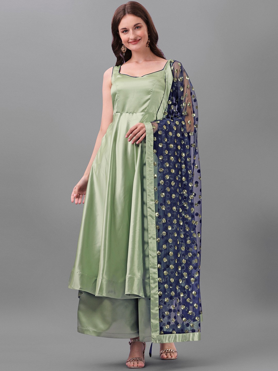 

ASPORA Women Green Empire Sequinned Kurta with Palazzos & Dupatta