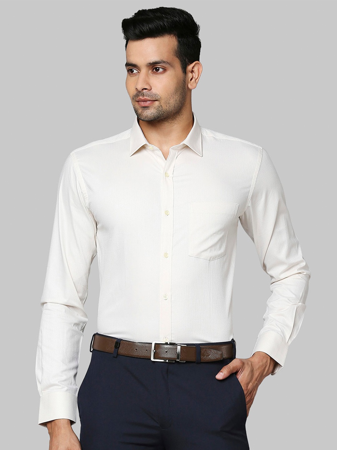 

Park Avenue Men Self Design Cotton Formal Shirt, Off white