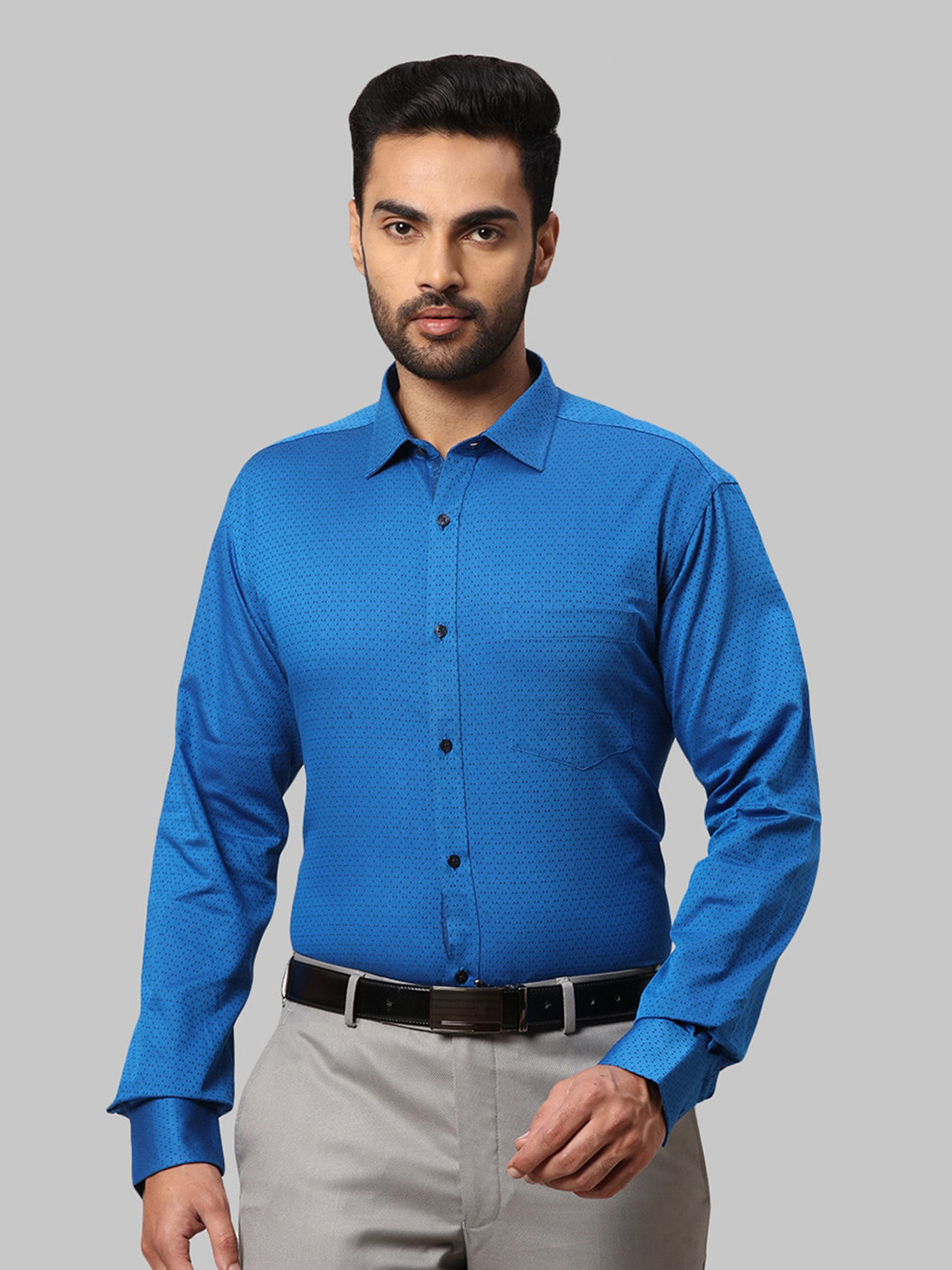 

Park Avenue Men Printed Cotton Formal Shirt, Blue