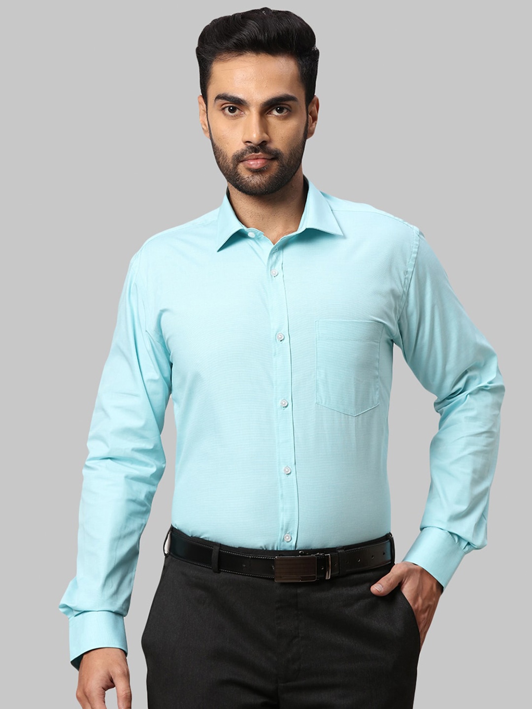 

Park Avenue Men Sea Green Solid Cotton Slim Fit Formal Shirt