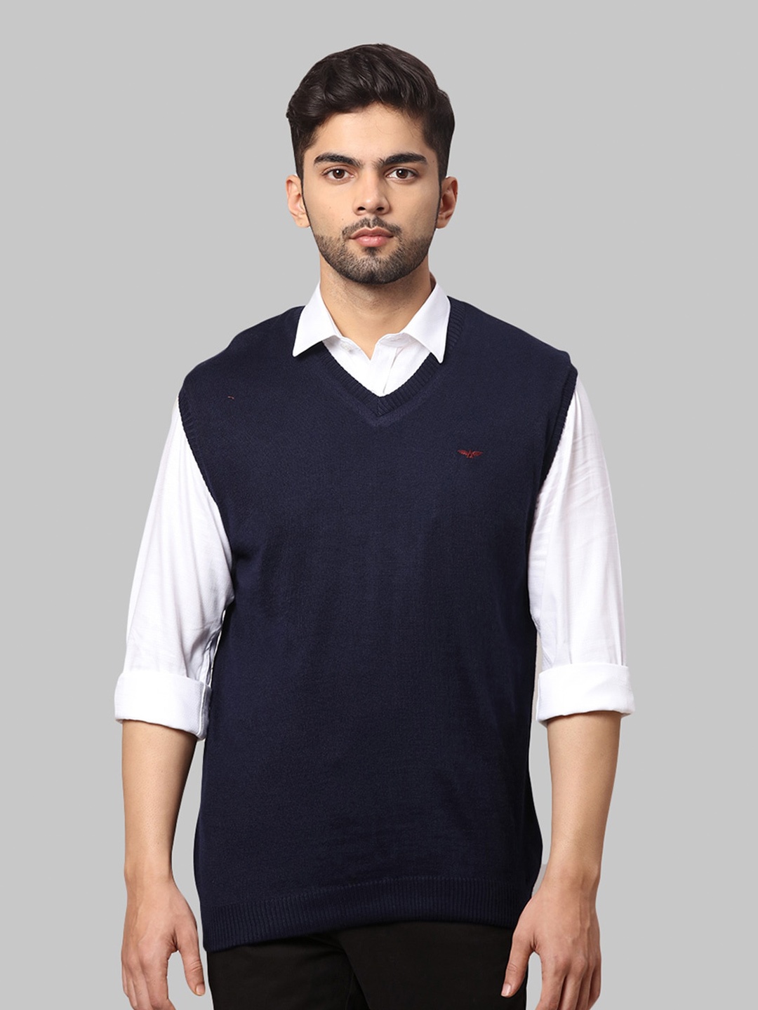 

Park Avenue Men Navy Blue Acrylic Sweater Vest