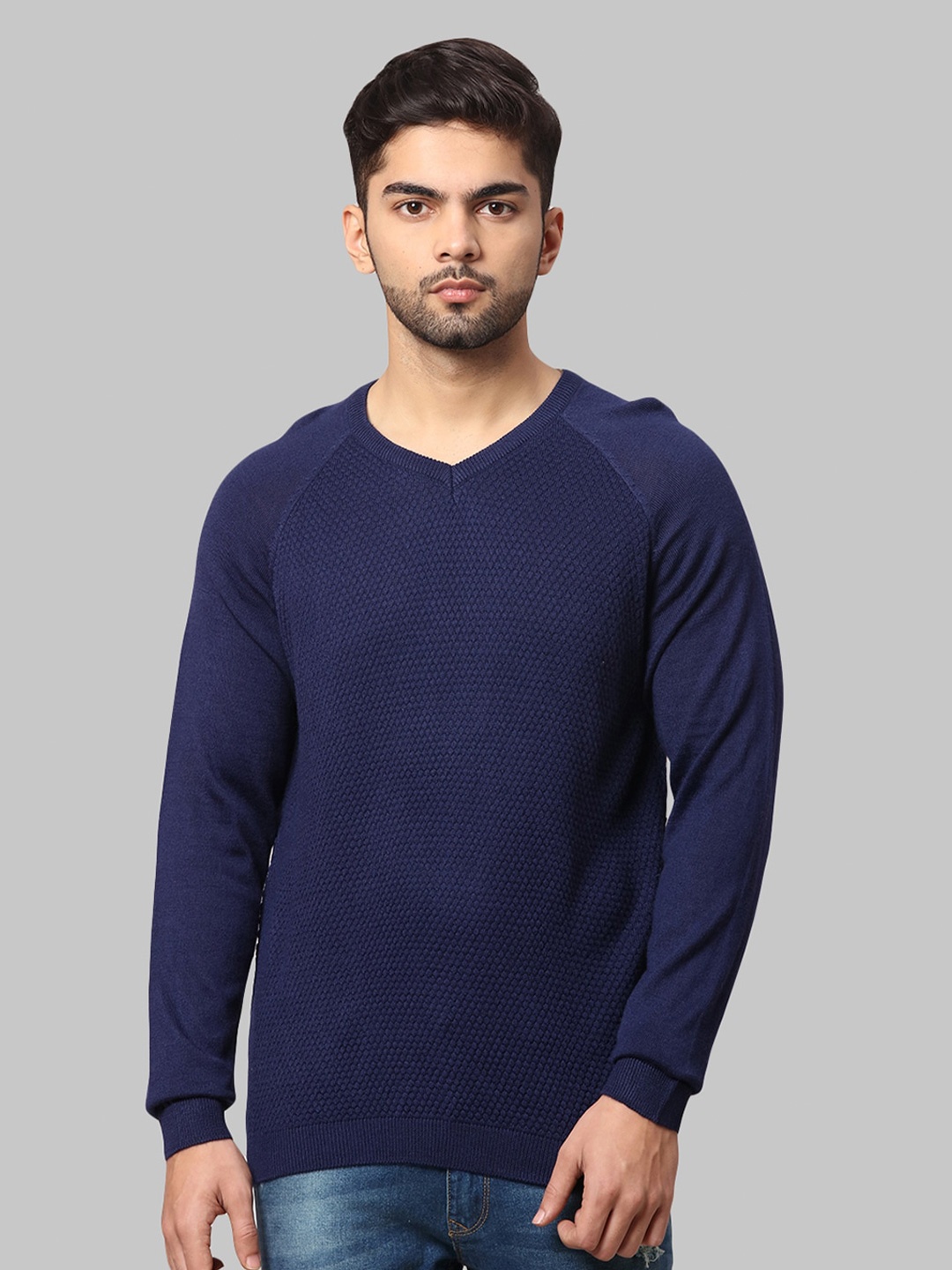 

Park Avenue Men Navy Blue Acrylic Pullover