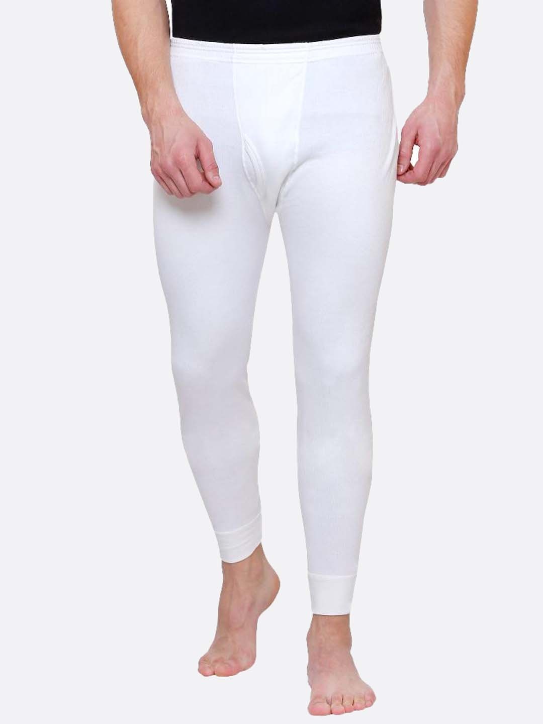 

BODYCARE INSIDER Men Plus Size Off White Cotton Thermal Bottoms