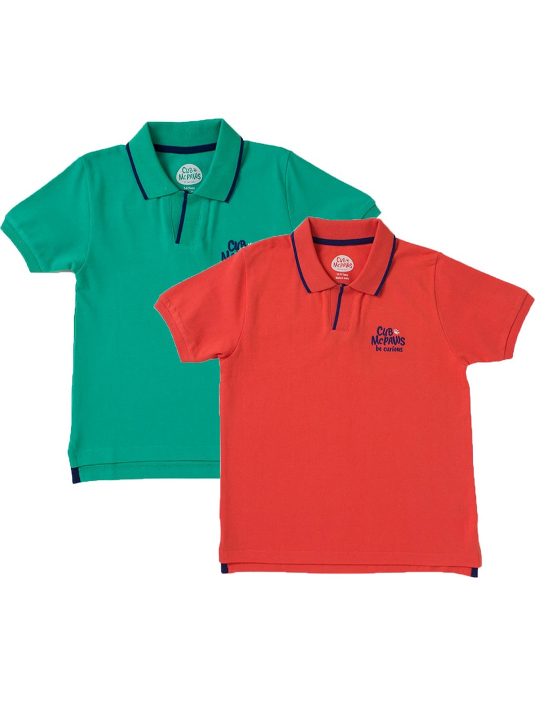 

Cub McPaws Boys Pack Of 2 Green & Red Polo Collar T-shirts