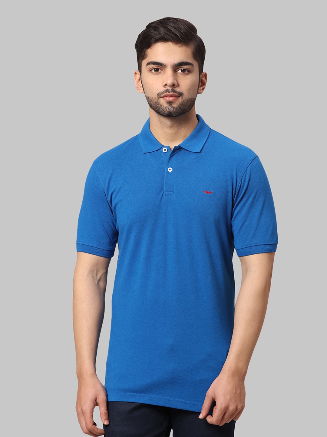 

Park Avenue Men Blue Polo Collar Slim Fit T-shirt
