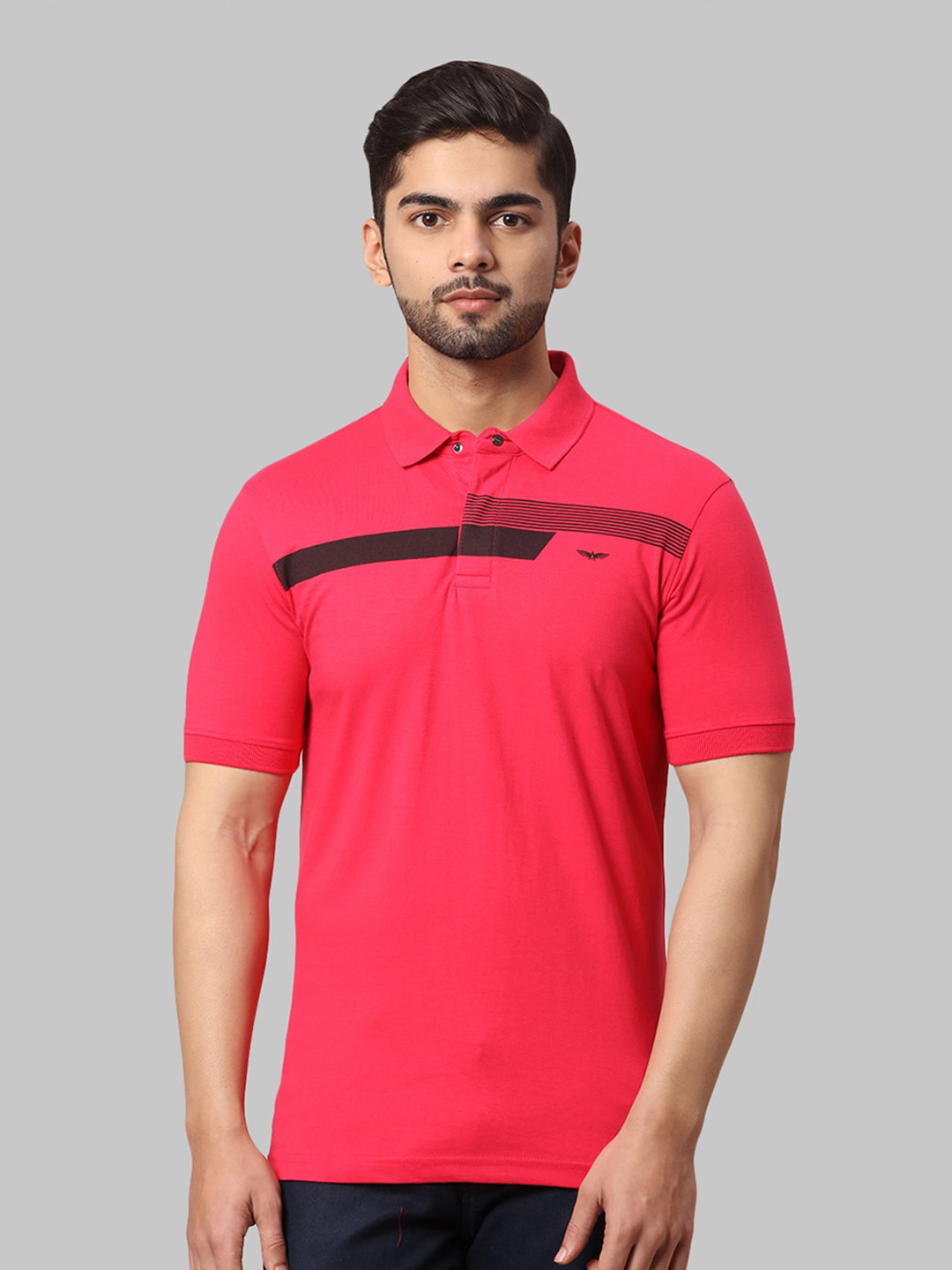 

Park Avenue Men Red & Black Polo Collar Slim Fit T-shirt