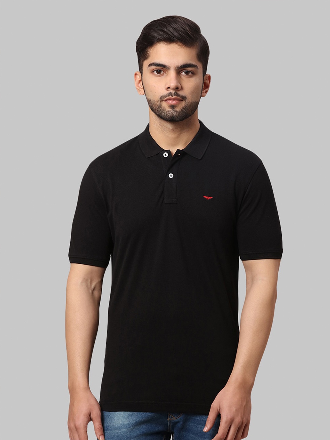 

Park Avenue Men Black Polo Collar Slim Fit T-shirt