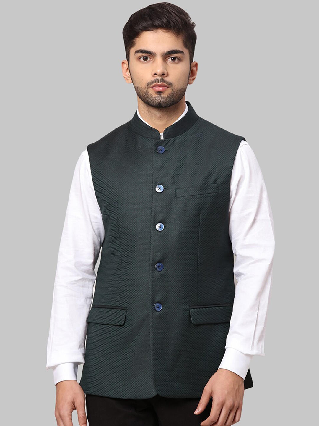 

Park Avenue Men Nehru Jackets, Green