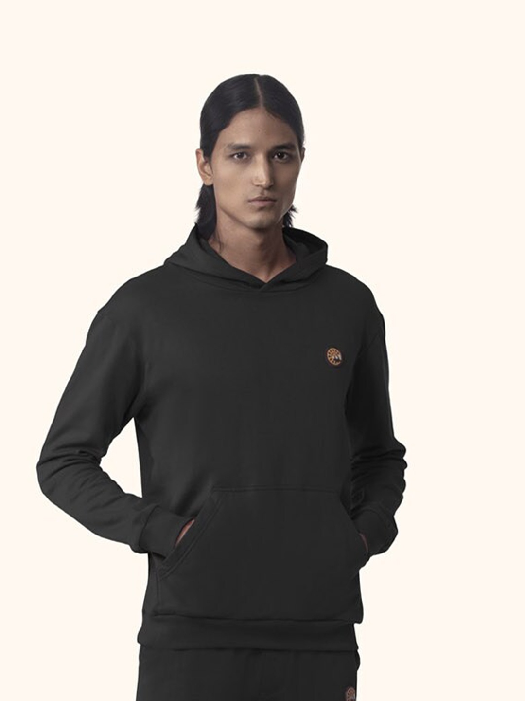 

PANGOLIN Men Black Hooded Sweatshirt